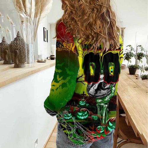 We Are Panthers Halloween Women Casual Shirt Pumpkin Scary Spooky Season - Aussie Hoodie