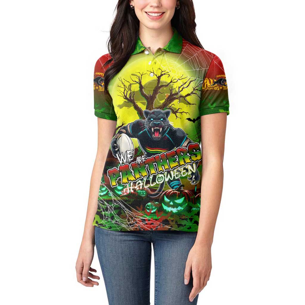 We Are Panthers Halloween Women Polo Shirt Pumpkin Scary Spooky Season - Aussie Hoodie