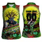 We Are Panthers Halloween Women Sleeveless Polo Shirt Pumpkin Scary Spooky Season - Aussie Hoodie