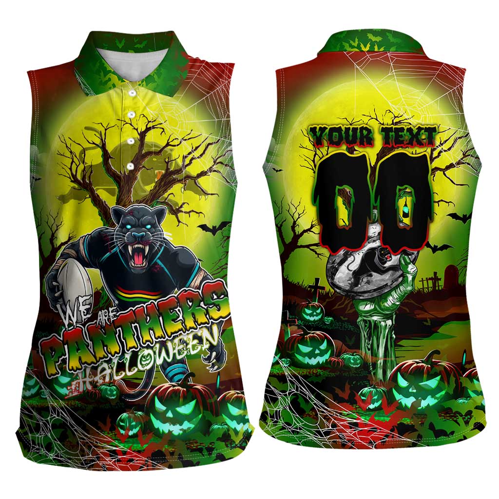 We Are Panthers Halloween Women Sleeveless Polo Shirt Pumpkin Scary Spooky Season - Aussie Hoodie