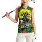 We Are Panthers Halloween Women Sleeveless Polo Shirt Pumpkin Scary Spooky Season - Aussie Hoodie