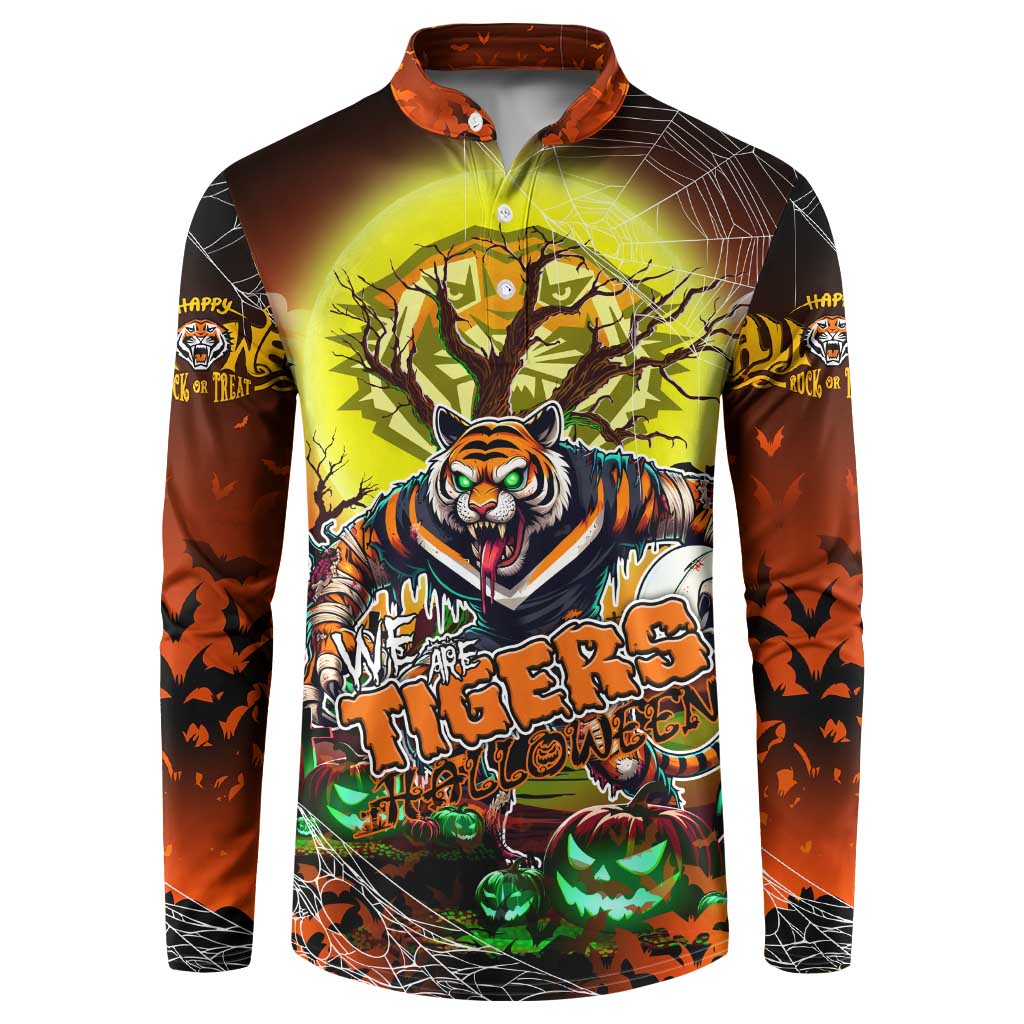 We Are Tigers Halloween Button Sweatshirt Pumpkin Scary Spooky Season - Aussie Hoodie