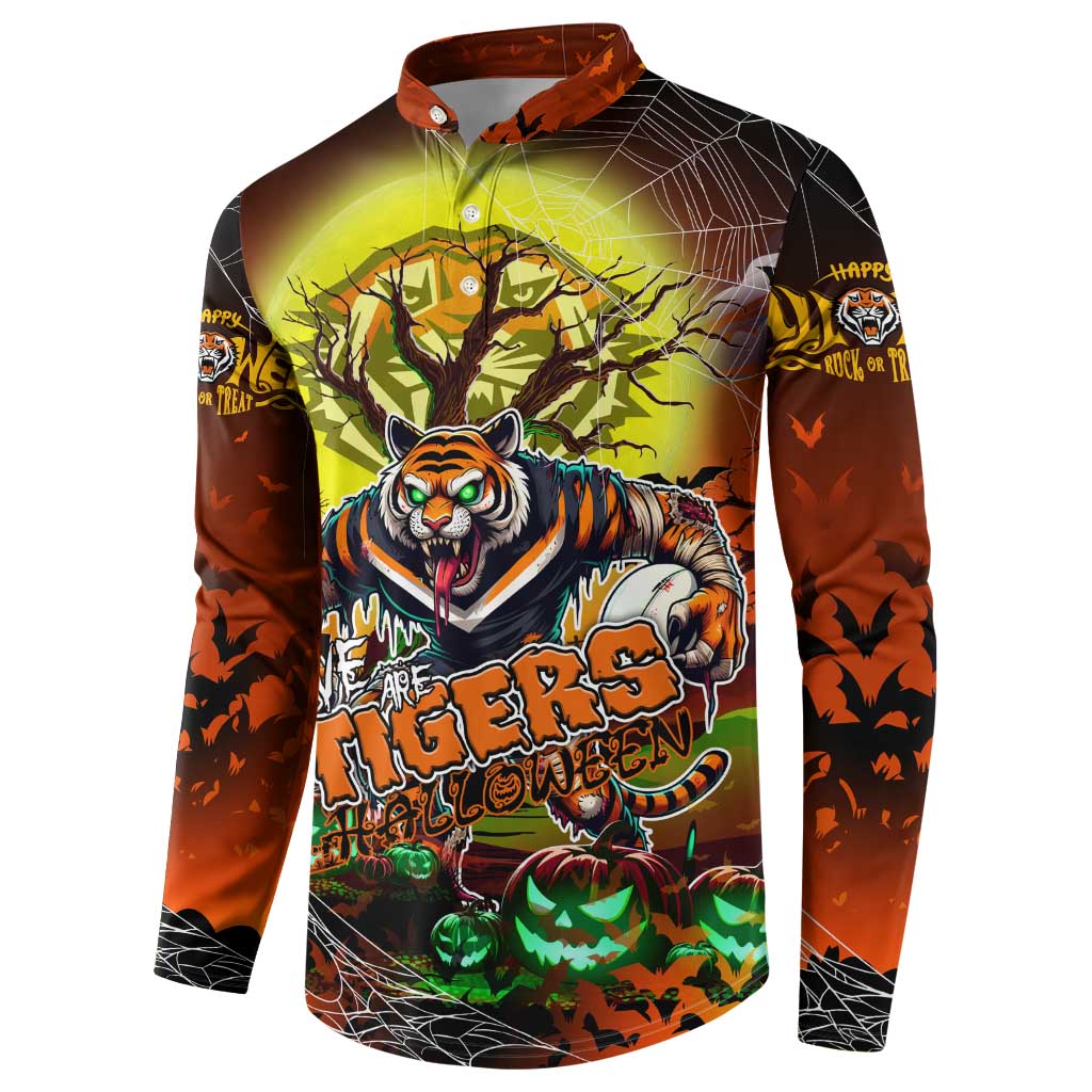 We Are Tigers Halloween Button Sweatshirt Pumpkin Scary Spooky Season - Aussie Hoodie