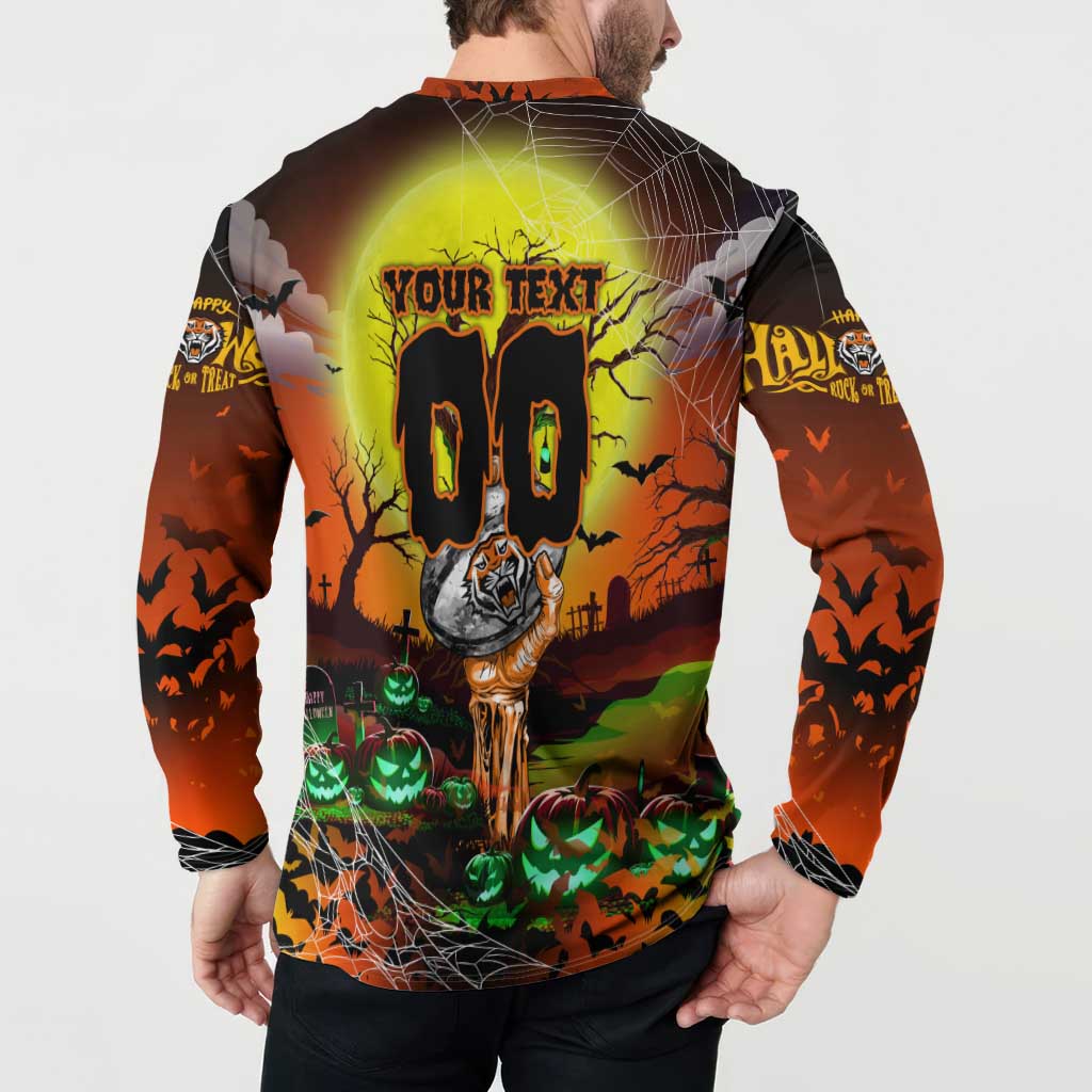 We Are Tigers Halloween Button Sweatshirt Pumpkin Scary Spooky Season - Aussie Hoodie
