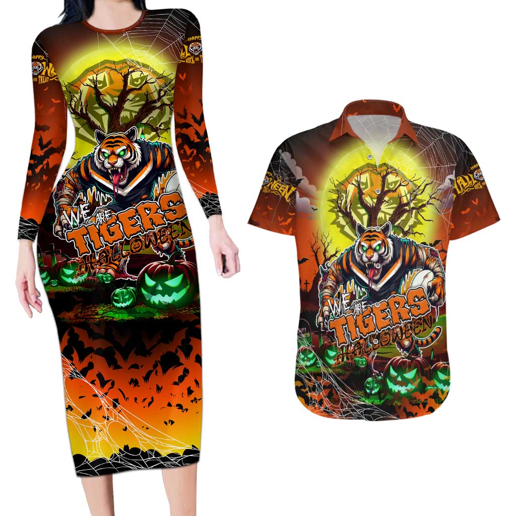 We Are Tigers Halloween Couples Matching Long Sleeve Bodycon Dress and Hawaiian Shirt Pumpkin Scary Spooky Season - Aussie Hoodie
