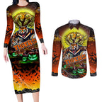 We Are Tigers Halloween Couples Matching Long Sleeve Bodycon Dress and Long Sleeve Button Shirt Pumpkin Scary Spooky Season - Aussie Hoodie