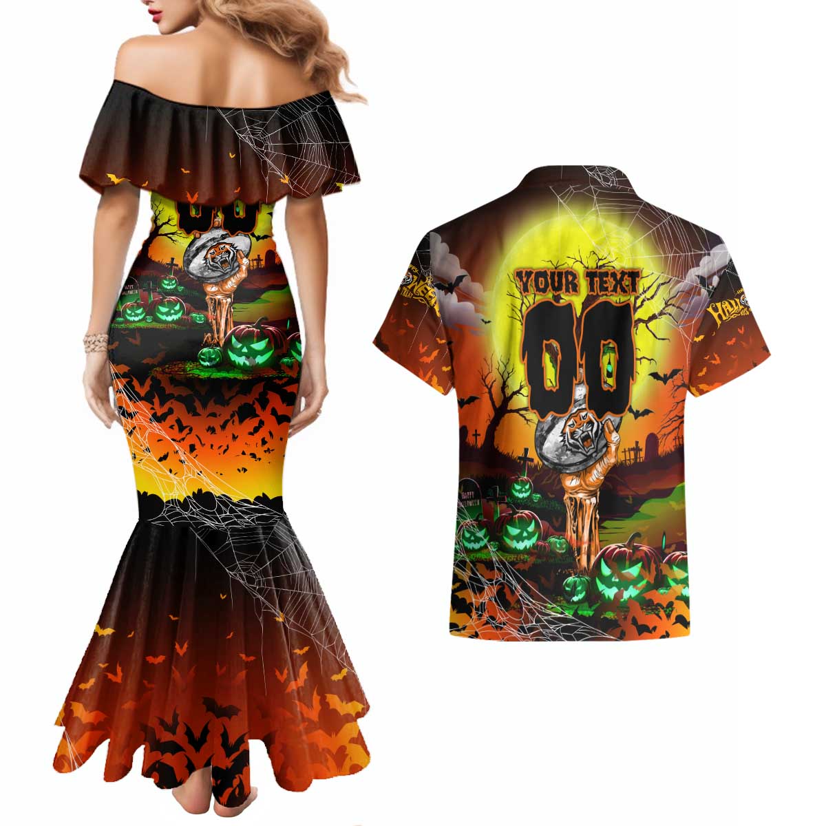 We Are Tigers Halloween Couples Matching Mermaid Dress and Hawaiian Shirt Pumpkin Scary Spooky Season - Aussie Hoodie