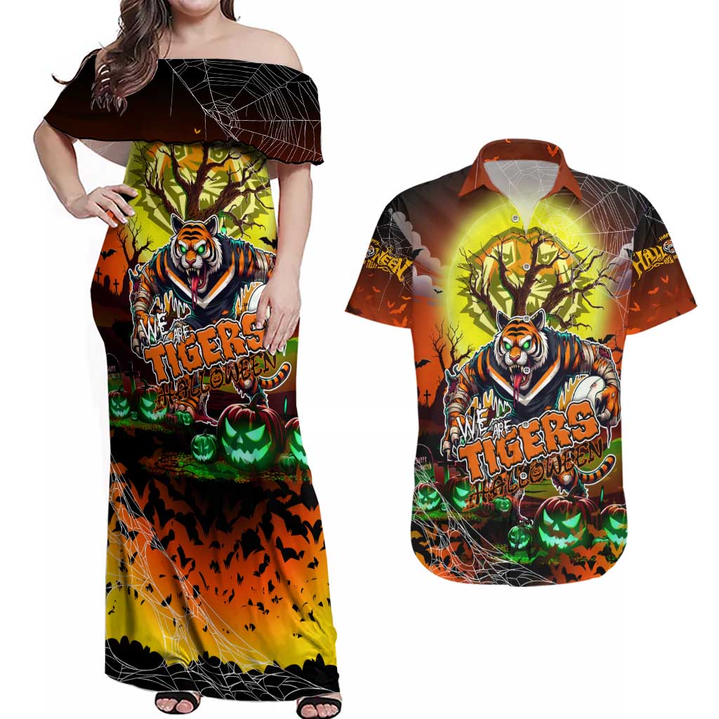 We Are Tigers Halloween Couples Matching Off Shoulder Maxi Dress and Hawaiian Shirt Pumpkin Scary Spooky Season - Aussie Hoodie