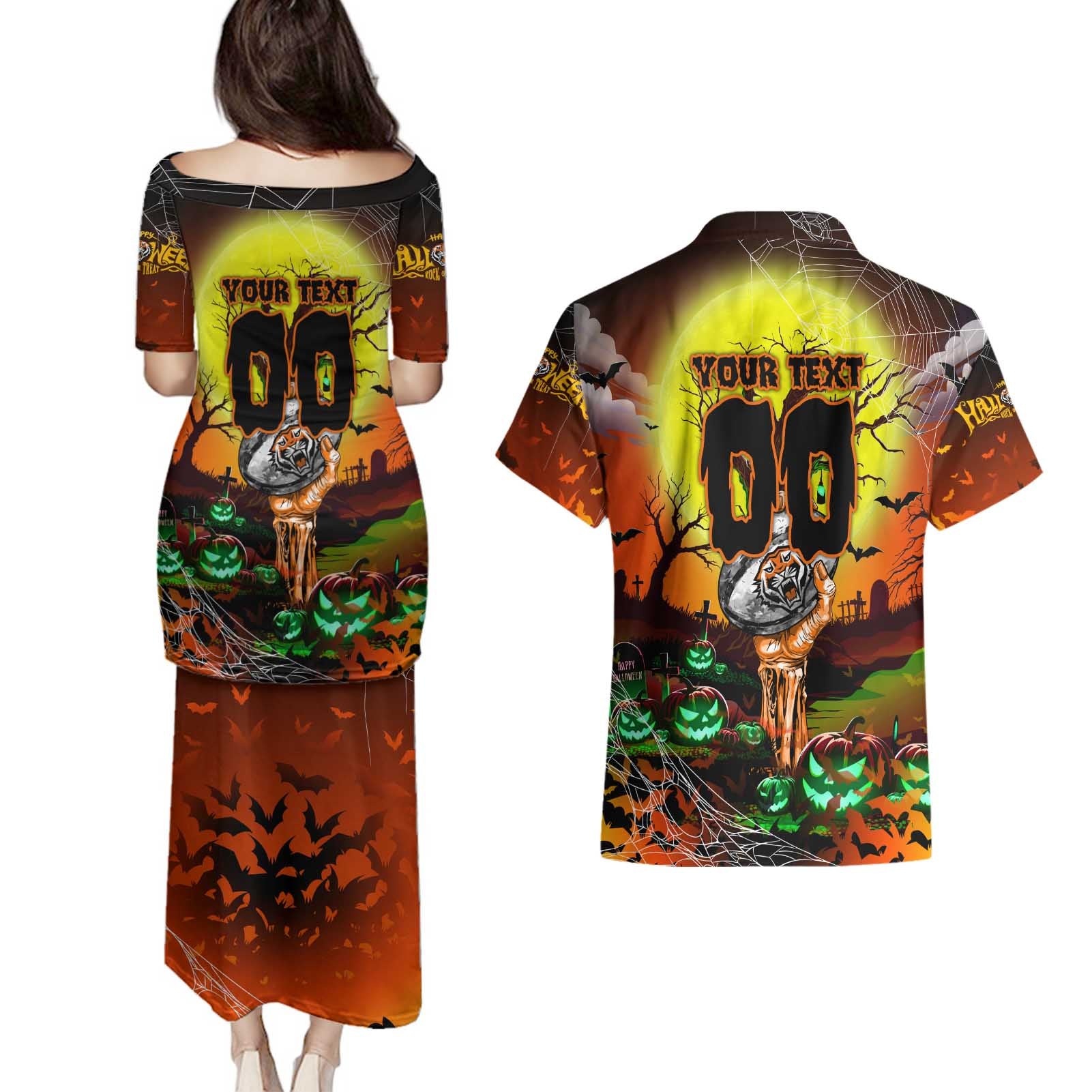 We Are Tigers Halloween Couples Matching Puletasi and Hawaiian Shirt Pumpkin Scary Spooky Season - Aussie Hoodie