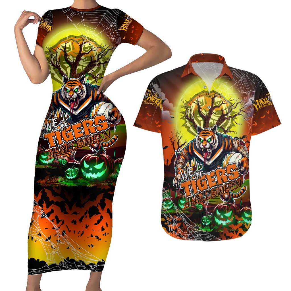 We Are Tigers Halloween Couples Matching Short Sleeve Bodycon Dress and Hawaiian Shirt Pumpkin Scary Spooky Season - Aussie Hoodie