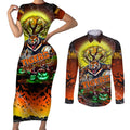 We Are Tigers Halloween Couples Matching Short Sleeve Bodycon Dress and Long Sleeve Button Shirt Pumpkin Scary Spooky Season - Aussie Hoodie