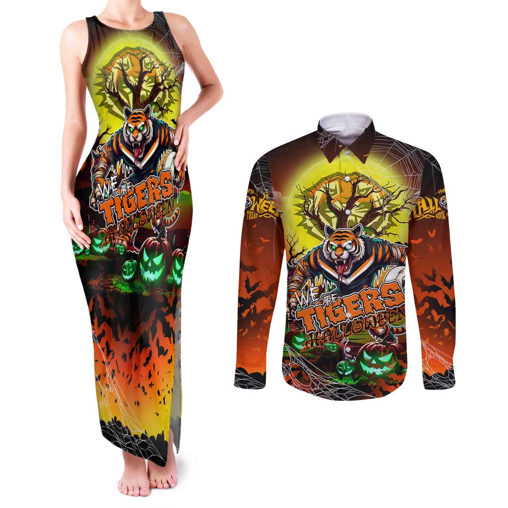 We Are Tigers Halloween Couples Matching Tank Maxi Dress and Long Sleeve Button Shirt Pumpkin Scary Spooky Season - Aussie Hoodie