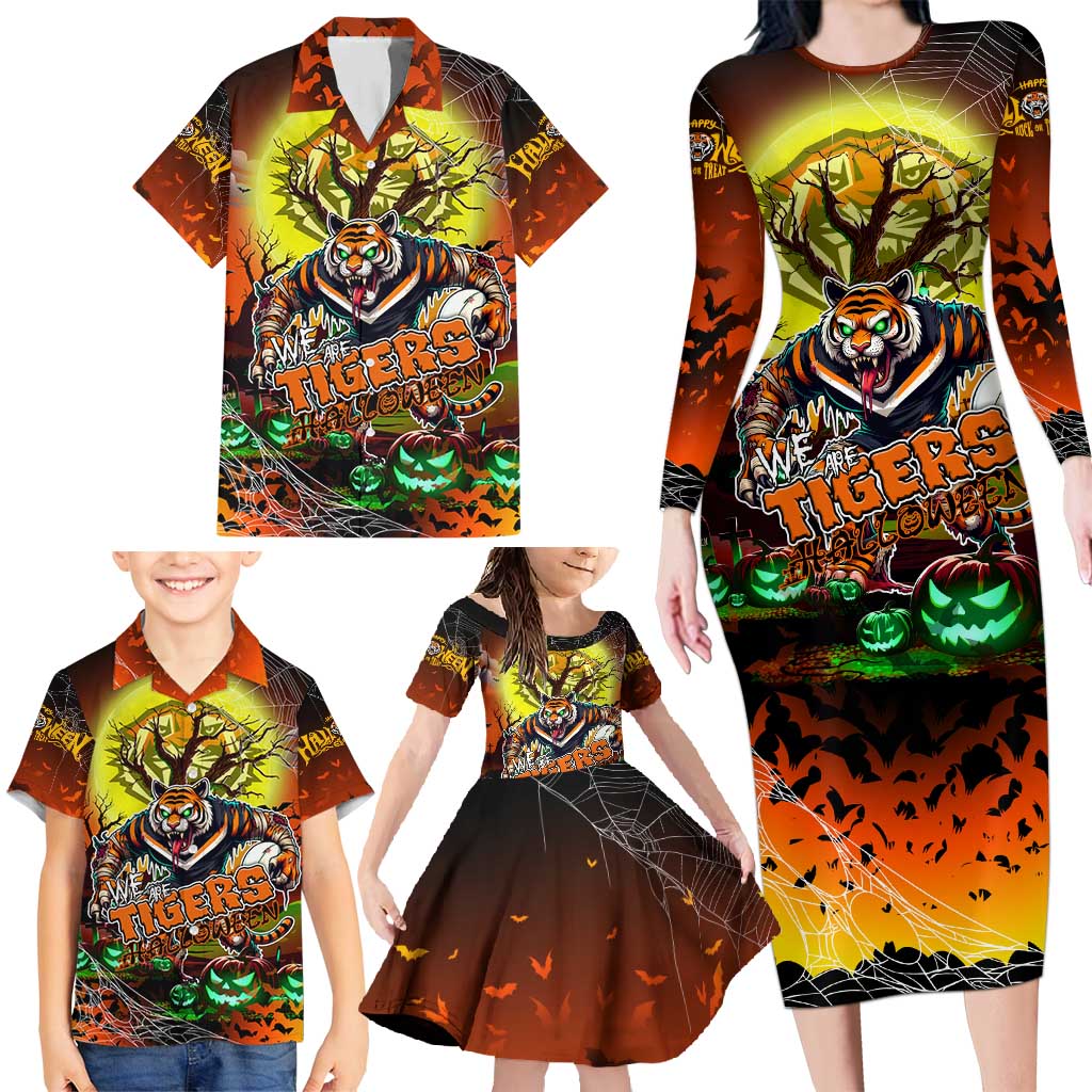 We Are Tigers Halloween Family Matching Long Sleeve Bodycon Dress and Hawaiian Shirt Pumpkin Scary Spooky Season - Aussie Hoodie