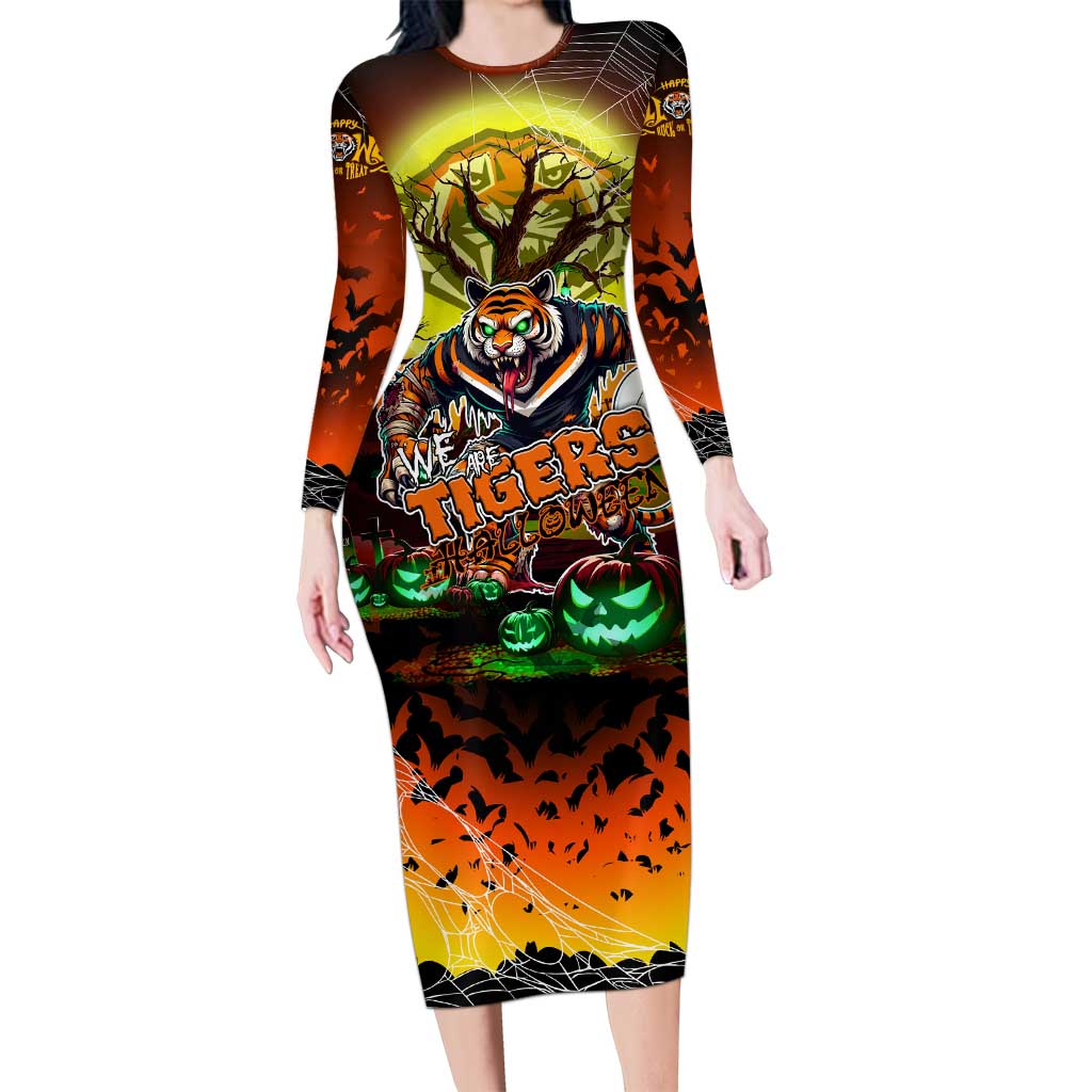 We Are Tigers Halloween Family Matching Long Sleeve Bodycon Dress and Hawaiian Shirt Pumpkin Scary Spooky Season - Aussie Hoodie