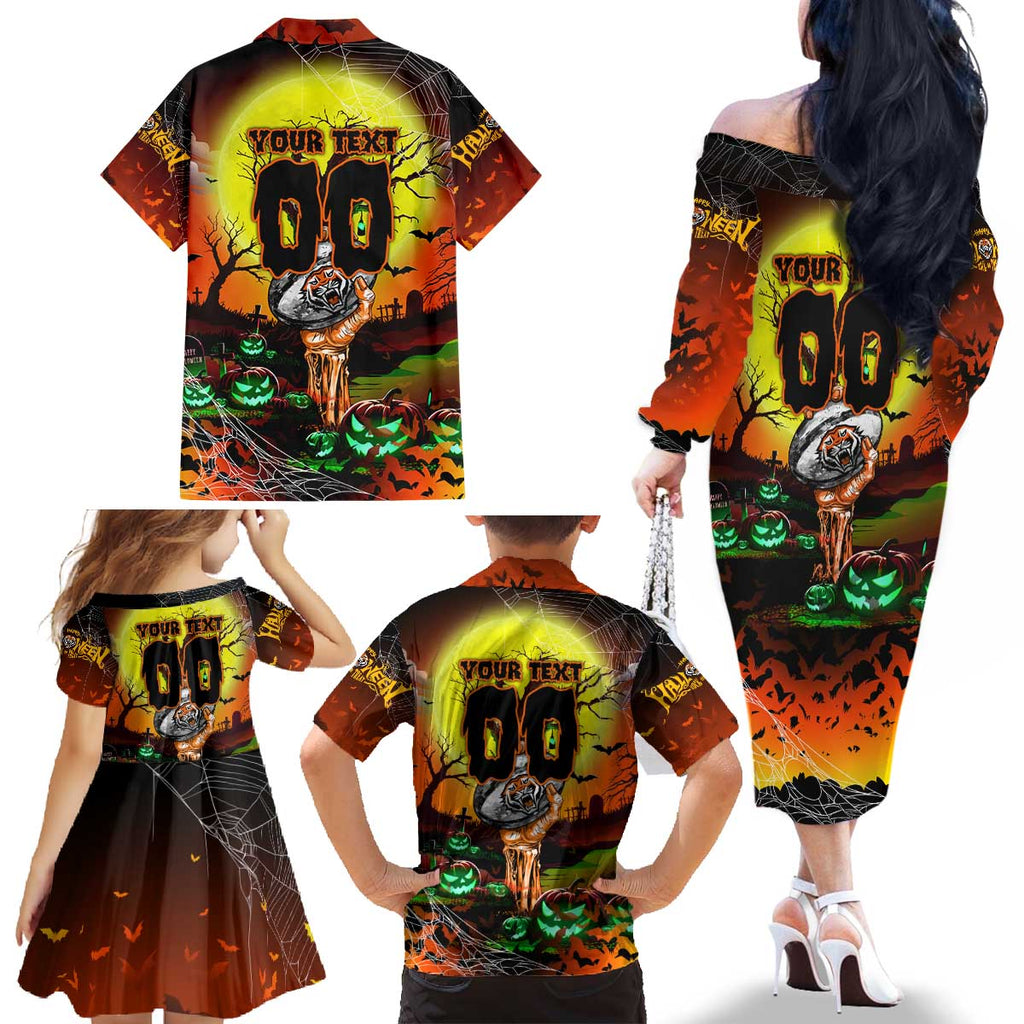 We Are Tigers Halloween Family Matching Off The Shoulder Long Sleeve Dress and Hawaiian Shirt Pumpkin Scary Spooky Season - Aussie Hoodie