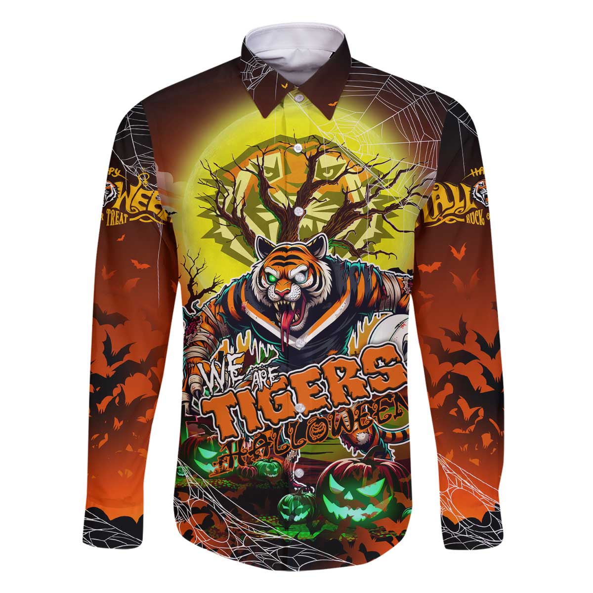 We Are Tigers Halloween Family Matching Off The Shoulder Long Sleeve Dress and Hawaiian Shirt Pumpkin Scary Spooky Season - Aussie Hoodie