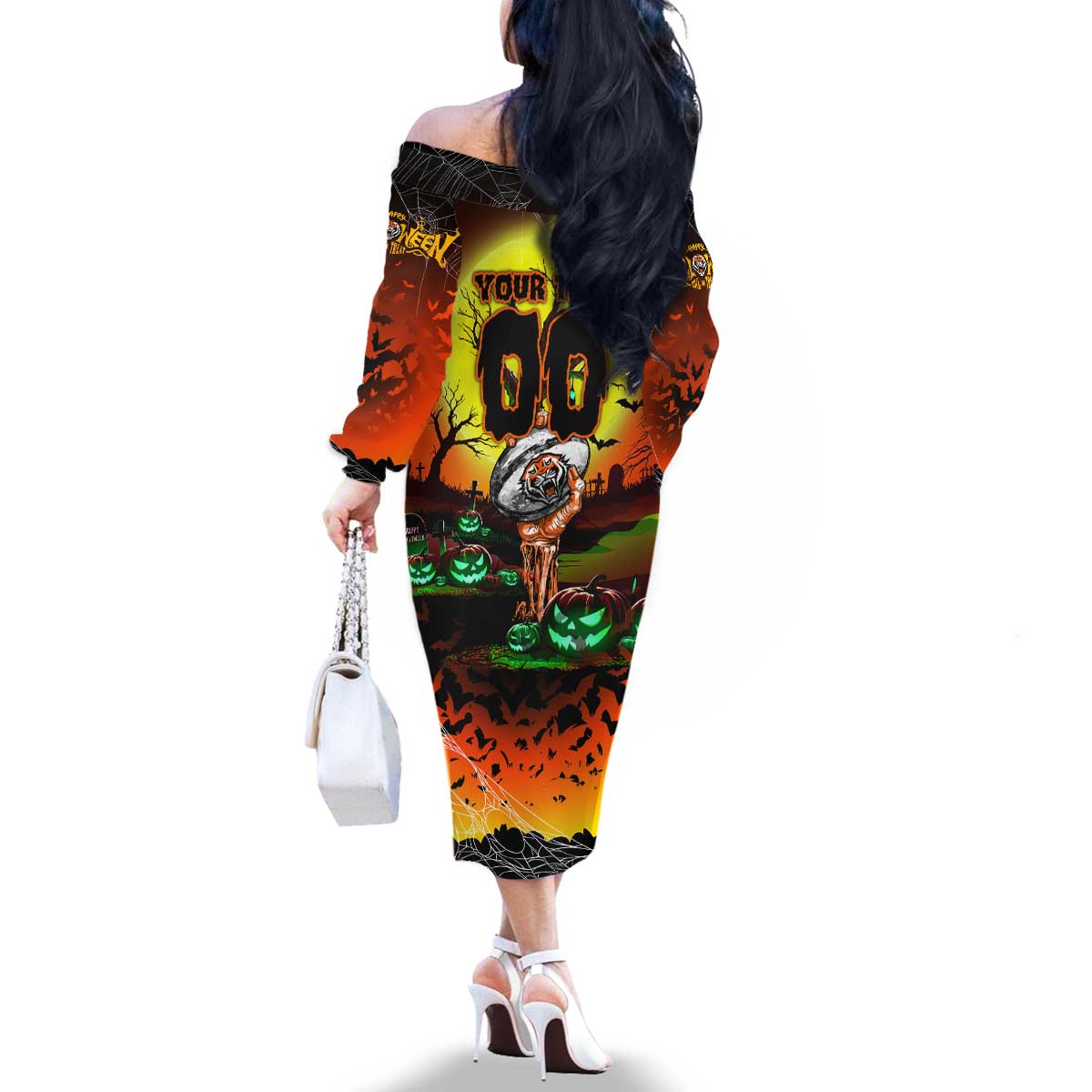 We Are Tigers Halloween Family Matching Off The Shoulder Long Sleeve Dress and Hawaiian Shirt Pumpkin Scary Spooky Season - Aussie Hoodie