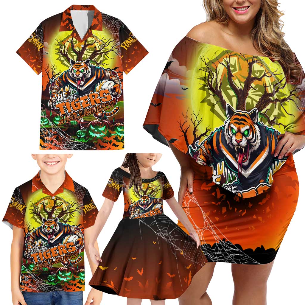 We Are Tigers Halloween Family Matching Off Shoulder Short Dress and Hawaiian Shirt Pumpkin Scary Spooky Season - Aussie Hoodie