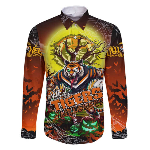 We Are Tigers Halloween Family Matching Off Shoulder Short Dress and Hawaiian Shirt Pumpkin Scary Spooky Season - Aussie Hoodie