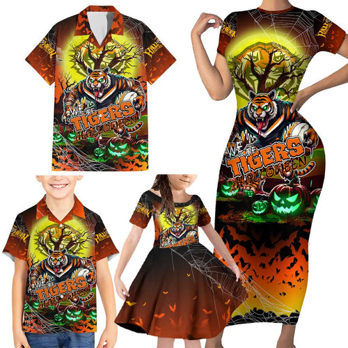 We Are Tigers Halloween Family Matching Short Sleeve Bodycon Dress and Hawaiian Shirt Pumpkin Scary Spooky Season - Aussie Hoodie