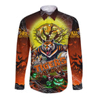 We Are Tigers Halloween Long Sleeve Button Shirt Pumpkin Scary Spooky Season - Aussie Hoodie