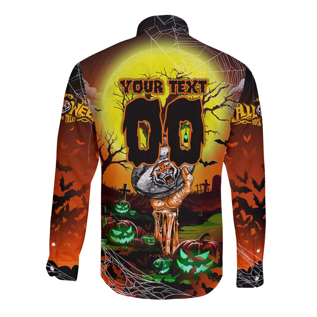 We Are Tigers Halloween Long Sleeve Button Shirt Pumpkin Scary Spooky Season - Aussie Hoodie