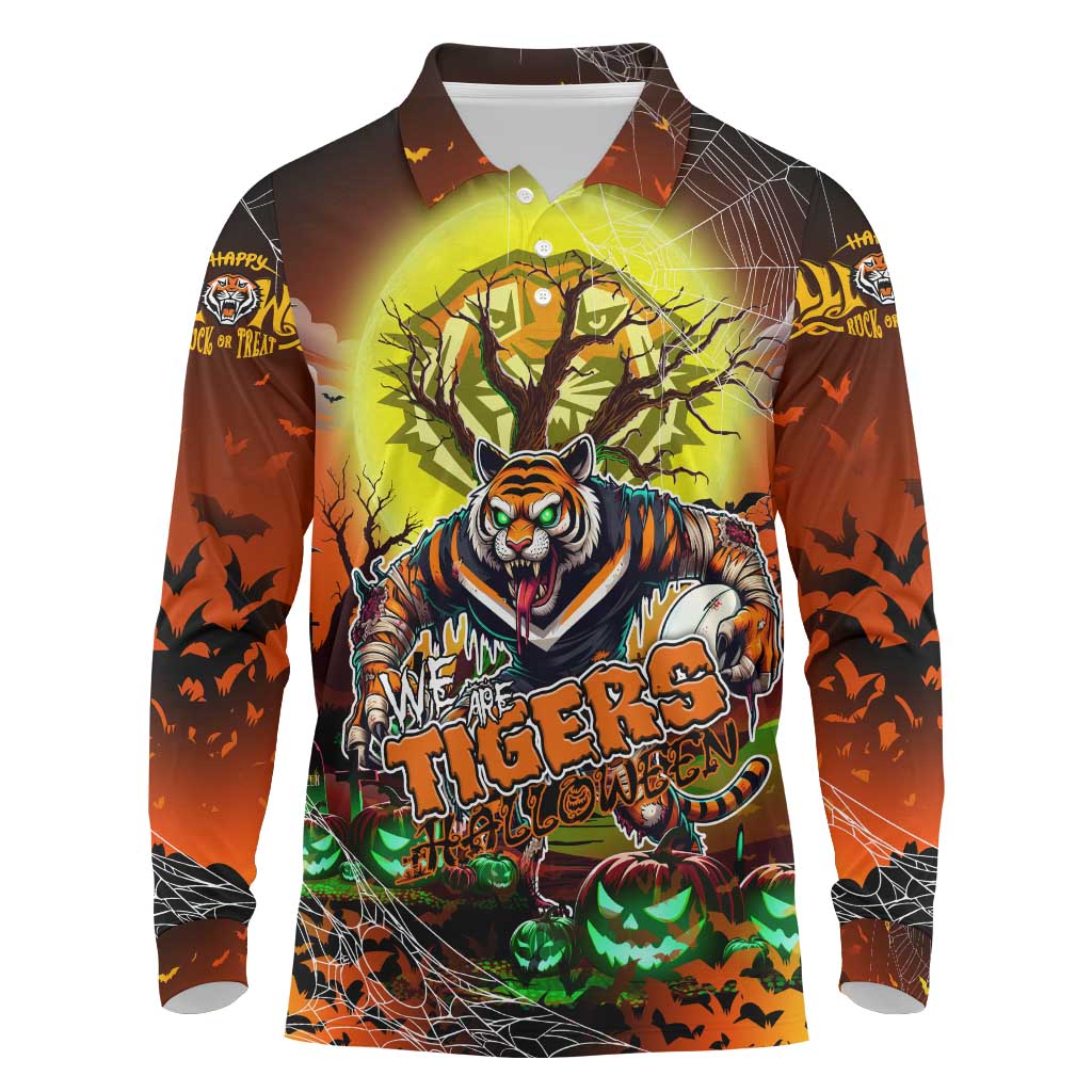 We Are Tigers Halloween Long Sleeve Polo Shirt Pumpkin Scary Spooky Season - Aussie Hoodie