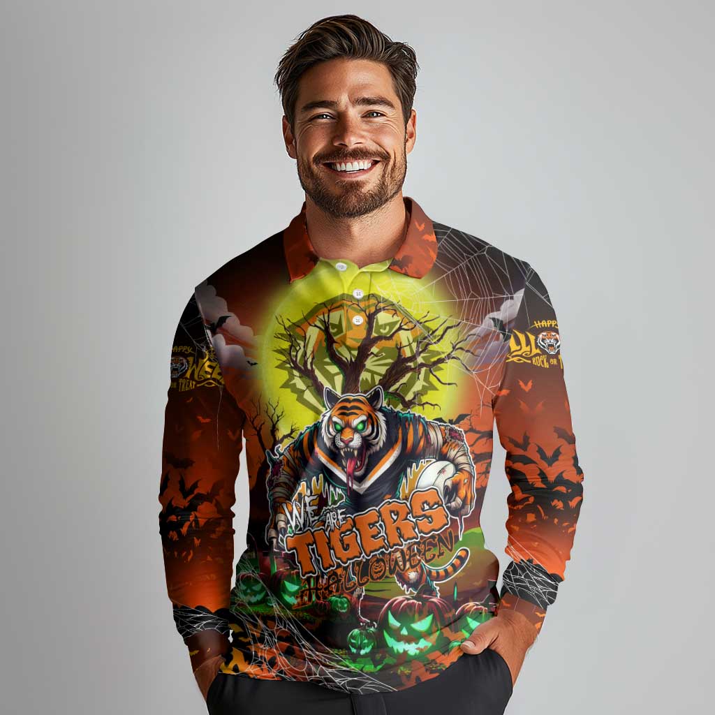 We Are Tigers Halloween Long Sleeve Polo Shirt Pumpkin Scary Spooky Season - Aussie Hoodie