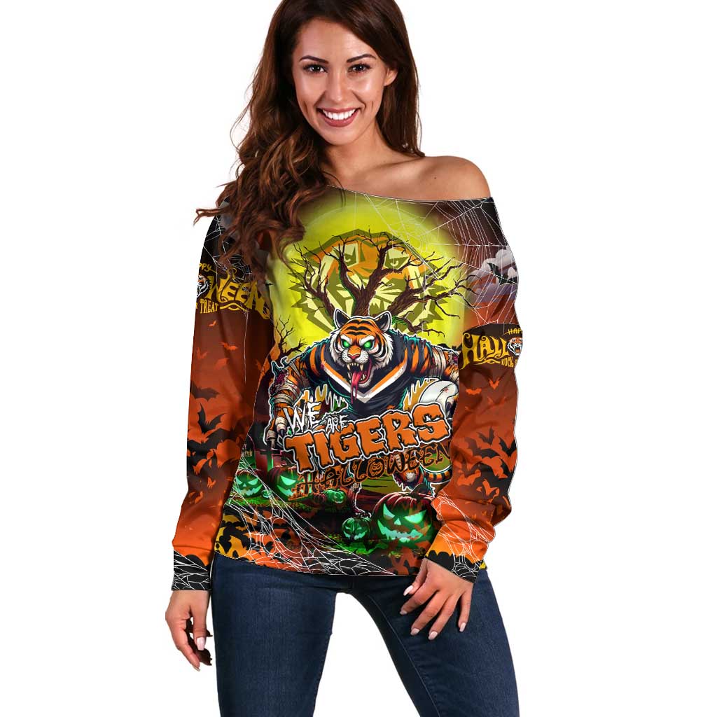 We Are Tigers Halloween Off Shoulder Sweater Pumpkin Scary Spooky Season - Aussie Hoodie