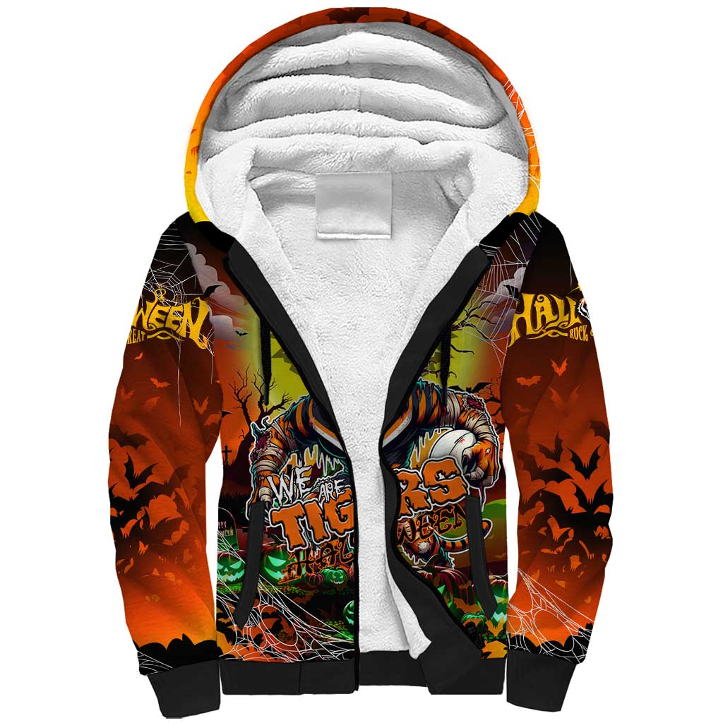 We Are Tigers Halloween Sherpa Hoodie Pumpkin Scary Spooky Season - Aussie Hoodie