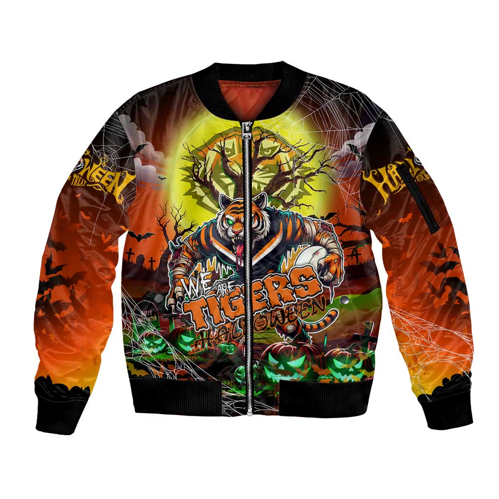 We Are Tigers Halloween Sleeve Zip Bomber Jacket Pumpkin Scary Spooky Season - Aussie Hoodie