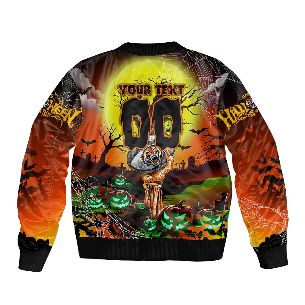 We Are Tigers Halloween Sleeve Zip Bomber Jacket Pumpkin Scary Spooky Season - Aussie Hoodie