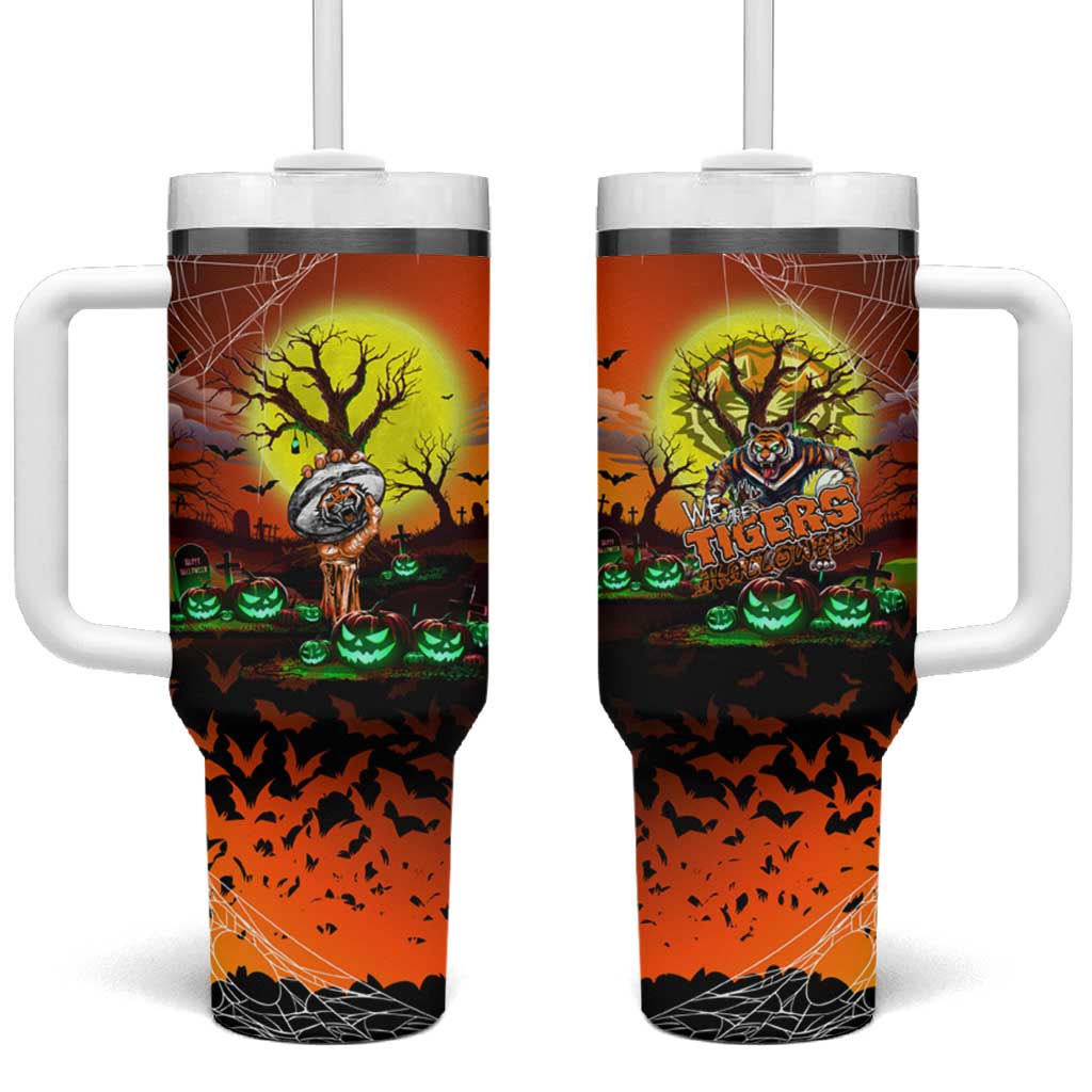 We Are Tigers Halloween Tumbler With Handle Pumpkin Scary Spooky Season - Aussie Hoodie