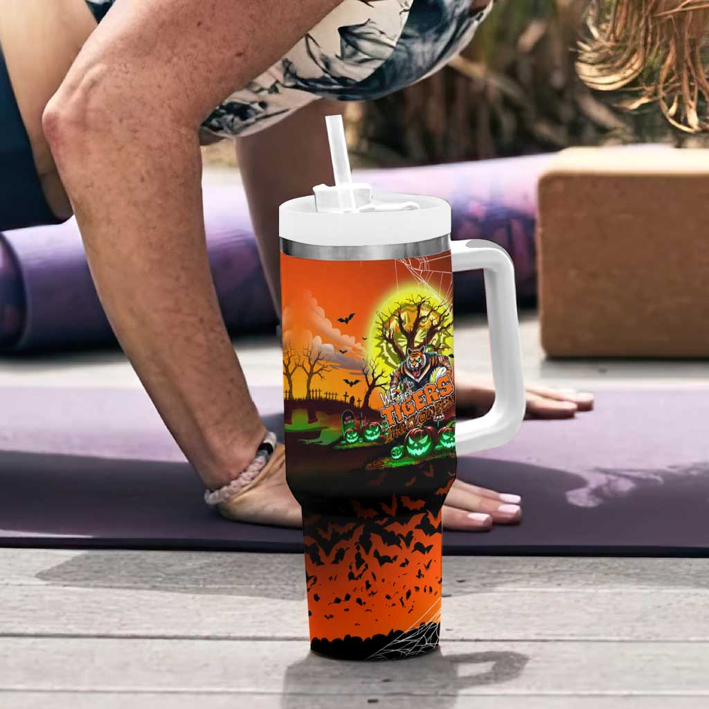 We Are Tigers Halloween Tumbler With Handle Pumpkin Scary Spooky Season - Aussie Hoodie