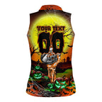 We Are Tigers Halloween Women Sleeveless Polo Shirt Pumpkin Scary Spooky Season - Aussie Hoodie