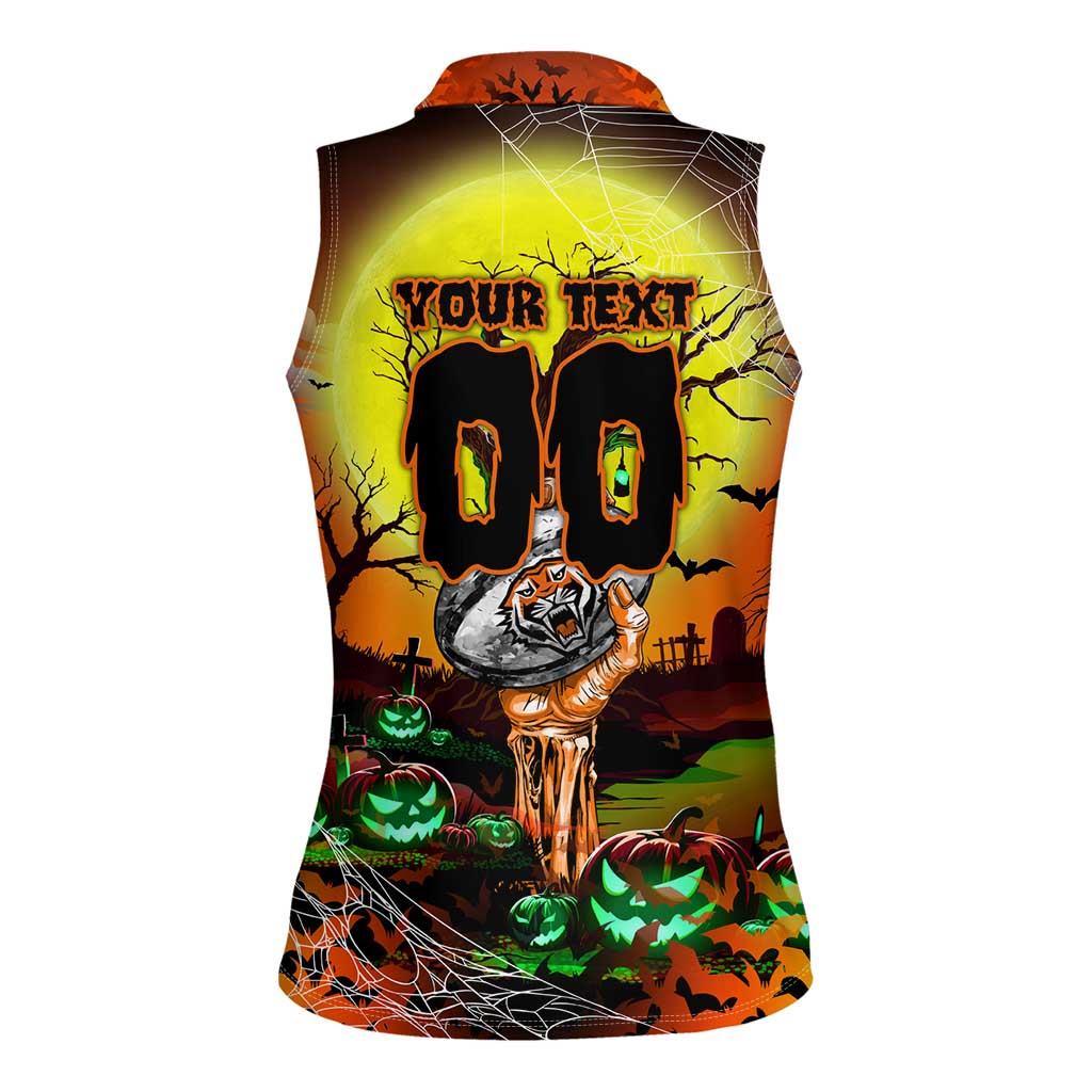 We Are Tigers Halloween Women Sleeveless Polo Shirt Pumpkin Scary Spooky Season - Aussie Hoodie