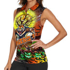 We Are Tigers Halloween Women Sleeveless Polo Shirt Pumpkin Scary Spooky Season - Aussie Hoodie