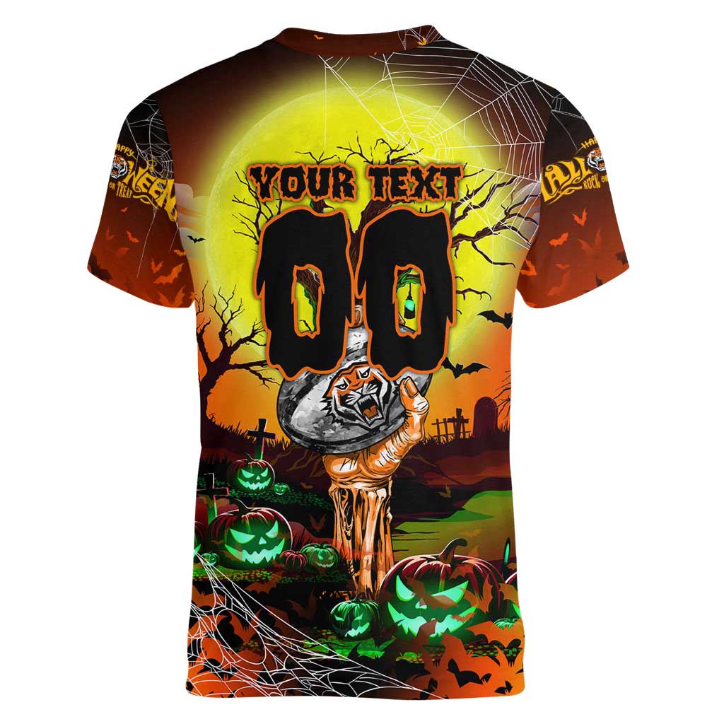We Are Tigers Halloween Women V-Neck T-Shirt Pumpkin Scary Spooky Season - Aussie Hoodie