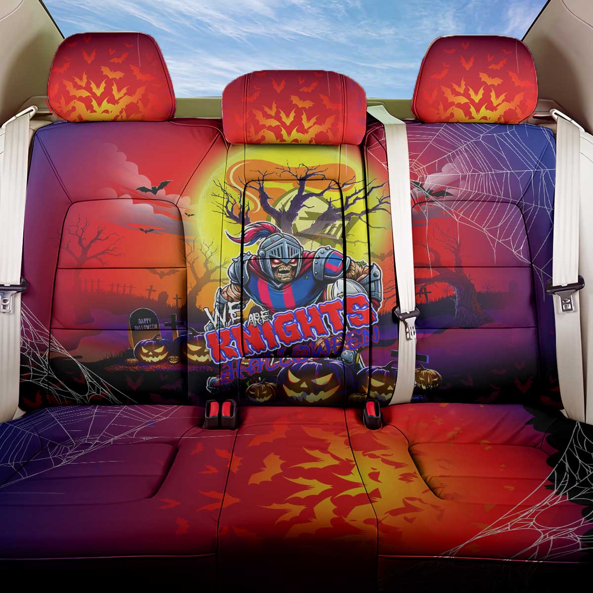 We Are Knights Halloween Back Car Seat Cover Pumpkin Scary Spooky Season - Aussie Hoodie