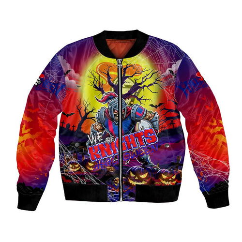 We Are Knights Halloween Bomber Jacket Pumpkin Scary Spooky Season - Aussie Hoodie