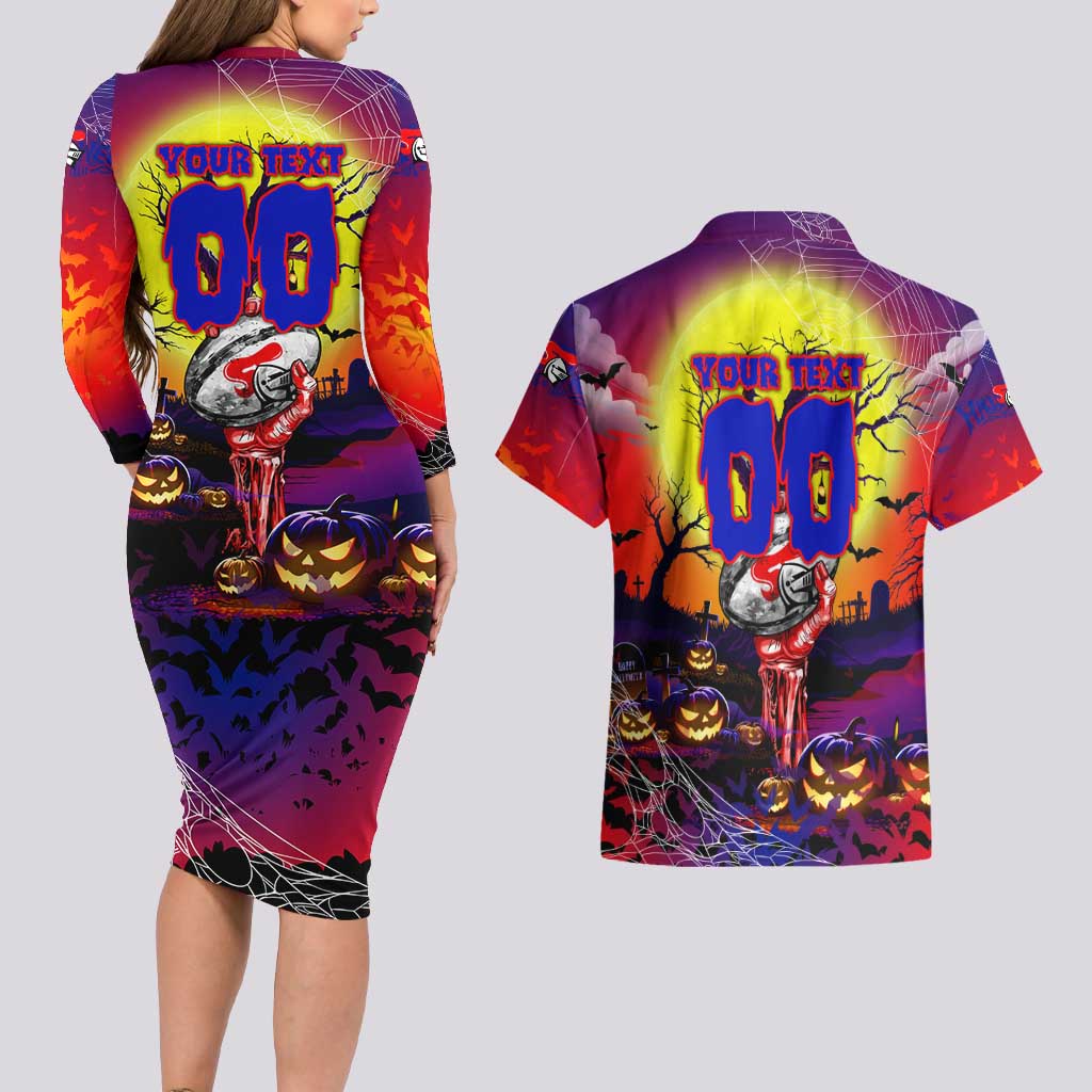 We Are Knights Halloween Couples Matching Long Sleeve Bodycon Dress and Hawaiian Shirt Pumpkin Scary Spooky Season - Aussie Hoodie