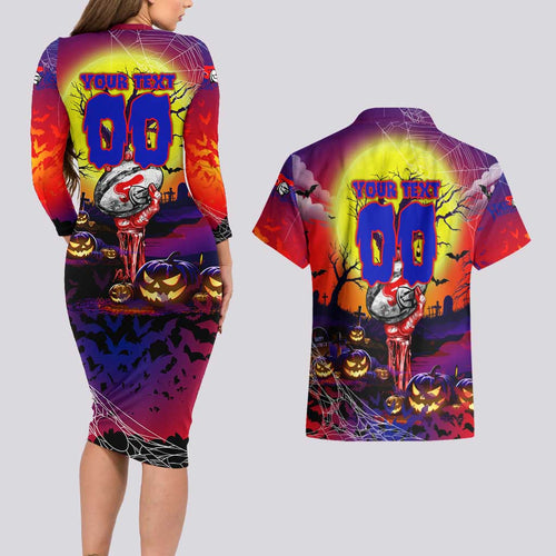 We Are Knights Halloween Couples Matching Long Sleeve Bodycon Dress and Hawaiian Shirt Pumpkin Scary Spooky Season - Aussie Hoodie