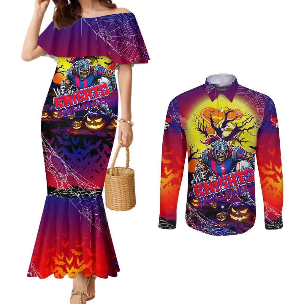 We Are Knights Halloween Couples Matching Mermaid Dress and Long Sleeve Button Shirt Pumpkin Scary Spooky Season - Aussie Hoodie