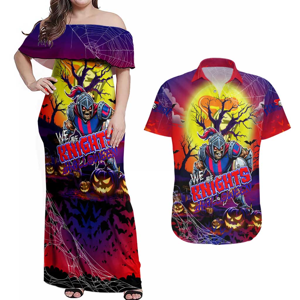 We Are Knights Halloween Couples Matching Off Shoulder Maxi Dress and Hawaiian Shirt Pumpkin Scary Spooky Season - Aussie Hoodie