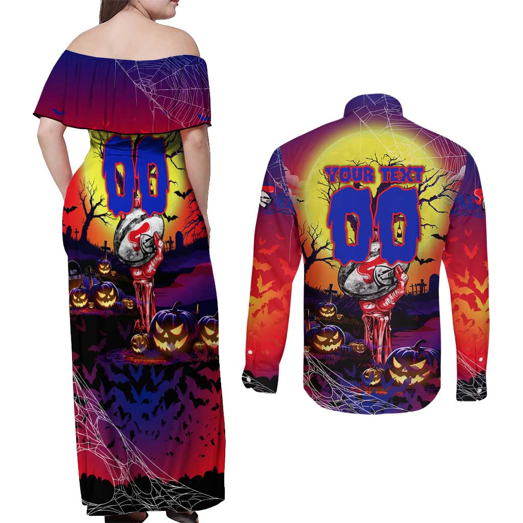 We Are Knights Halloween Couples Matching Off Shoulder Maxi Dress and Long Sleeve Button Shirt Pumpkin Scary Spooky Season - Aussie Hoodie