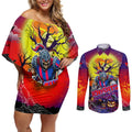 We Are Knights Halloween Couples Matching Off Shoulder Short Dress and Long Sleeve Button Shirt Pumpkin Scary Spooky Season - Aussie Hoodie