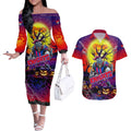 We Are Knights Halloween Couples Matching Off The Shoulder Long Sleeve Dress and Hawaiian Shirt Pumpkin Scary Spooky Season - Aussie Hoodie