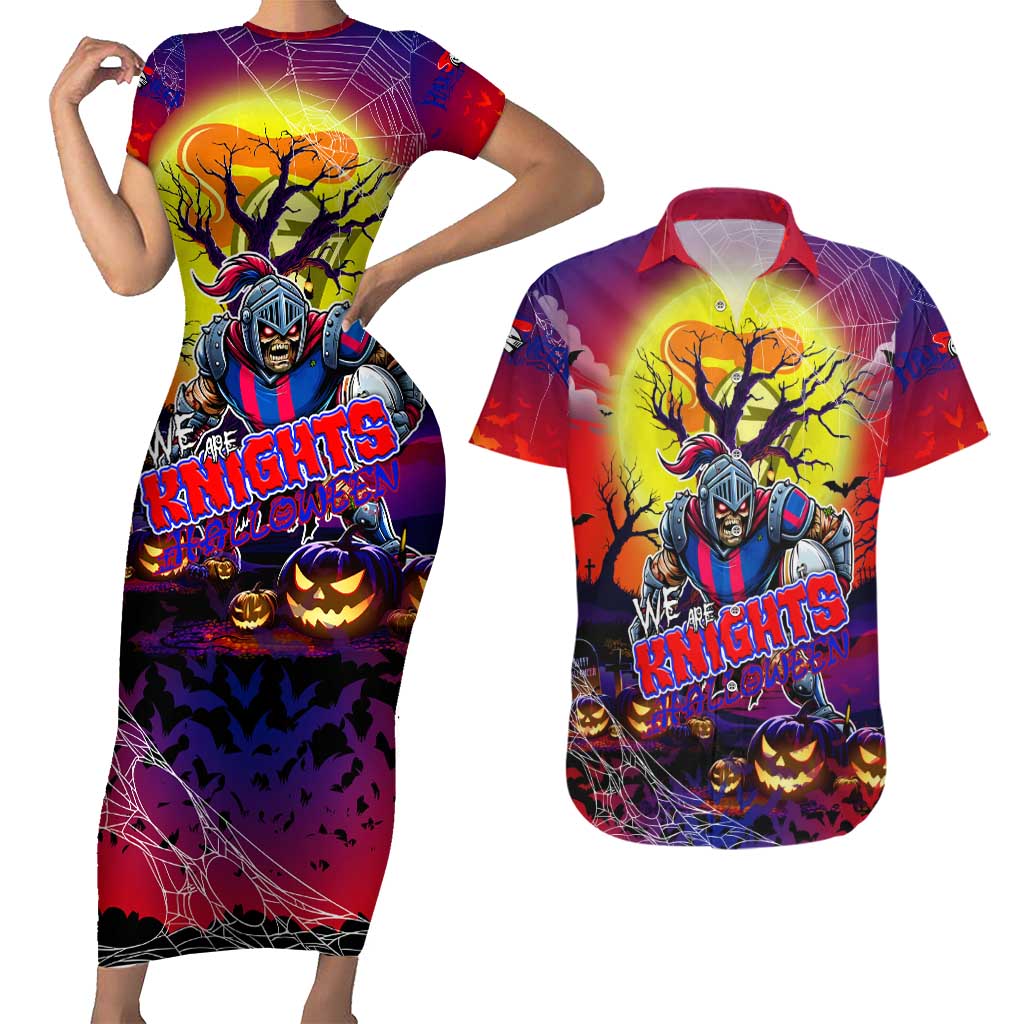 We Are Knights Halloween Couples Matching Short Sleeve Bodycon Dress and Hawaiian Shirt Pumpkin Scary Spooky Season - Aussie Hoodie