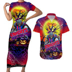 We Are Knights Halloween Couples Matching Short Sleeve Bodycon Dress and Hawaiian Shirt Pumpkin Scary Spooky Season - Aussie Hoodie