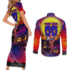 We Are Knights Halloween Couples Matching Short Sleeve Bodycon Dress and Long Sleeve Button Shirt Pumpkin Scary Spooky Season - Aussie Hoodie
